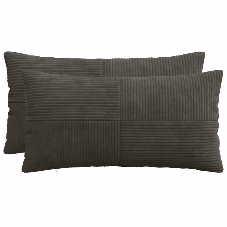 Set di 2 federe vidaXL ALMELO in velluto a coste, colore antracite, L 40 cm x P 70 cm
