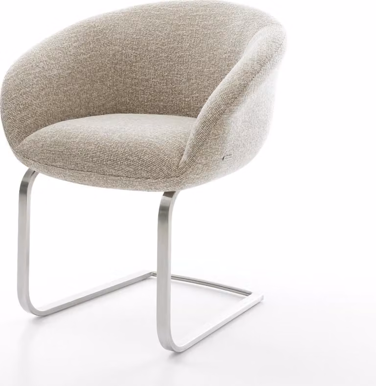 DELIFE sedia a sbalzo Vinka-Flex con braccioli in tessuto Soft Beige sedia a sbalzo con nucleo a molle tascabili in acciaio inossidabile