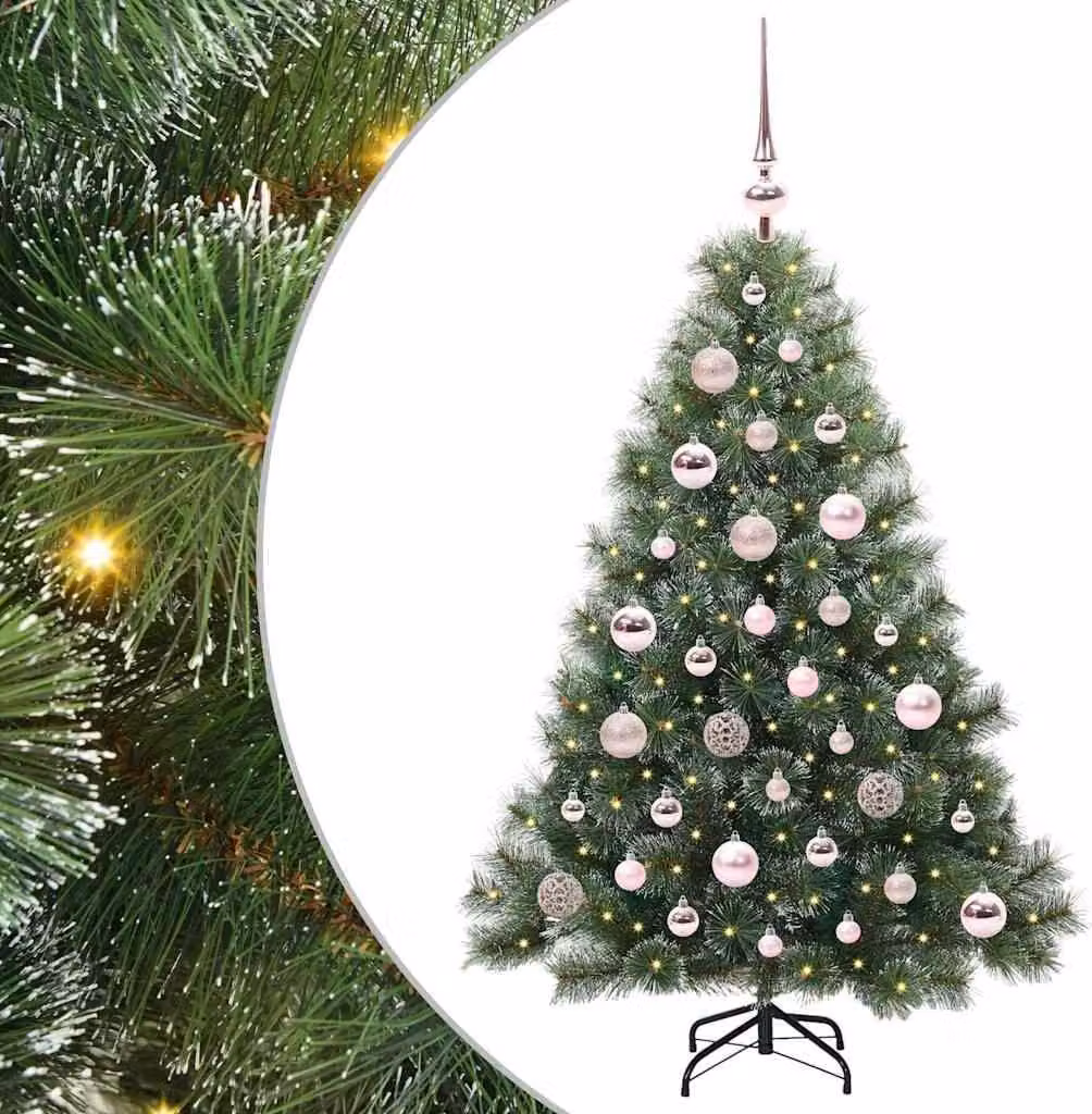 Albero di Natale artificiale con 150 LED verdi da 120 cm in PE e PVC