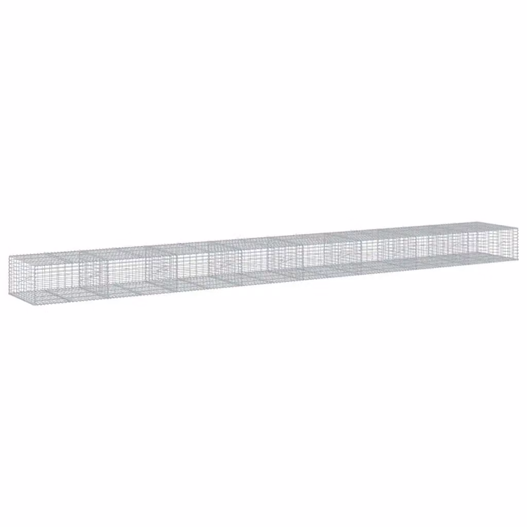 Cesto Gabbione con Copertura vidaXL in Ferro Zincato Grigio L: 800 cm, P: 100 cm, H: 50 cm – 2