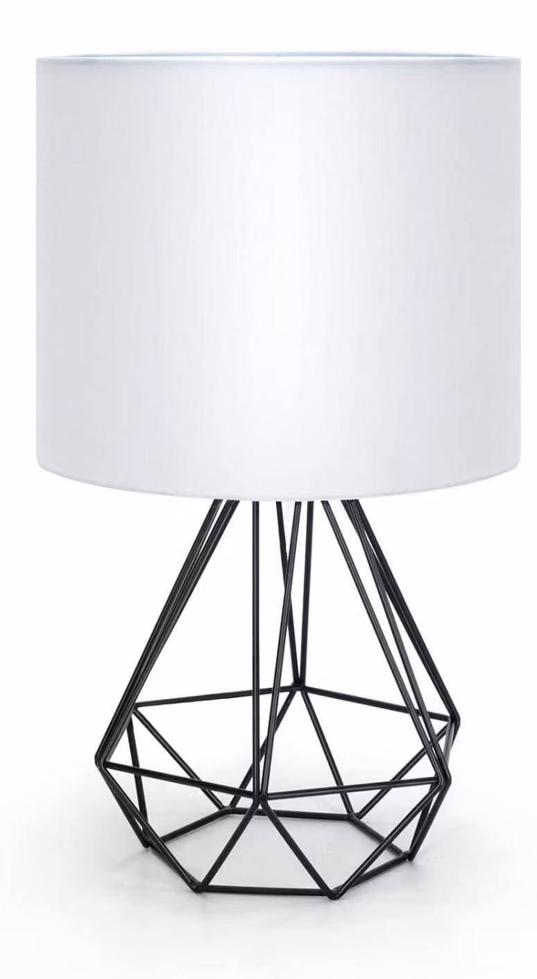 Aigostar - Lampada da tavolo, piccola lampada da comodino, lampada da tavolo dal design moderno con struttura a nido d'ape, lampada da scrivania con paralume in tessuto bianco e base in metallo, attacco E14, dal design ecologico, moderno e vintage