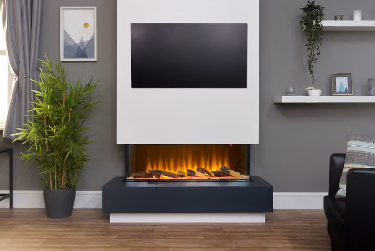 Caminetto elettrico Adam Sahara Panoramic per installazione nella parete multimediale (cioè adatto per l'installazione nella parete sotto il televisore), 42 pollici