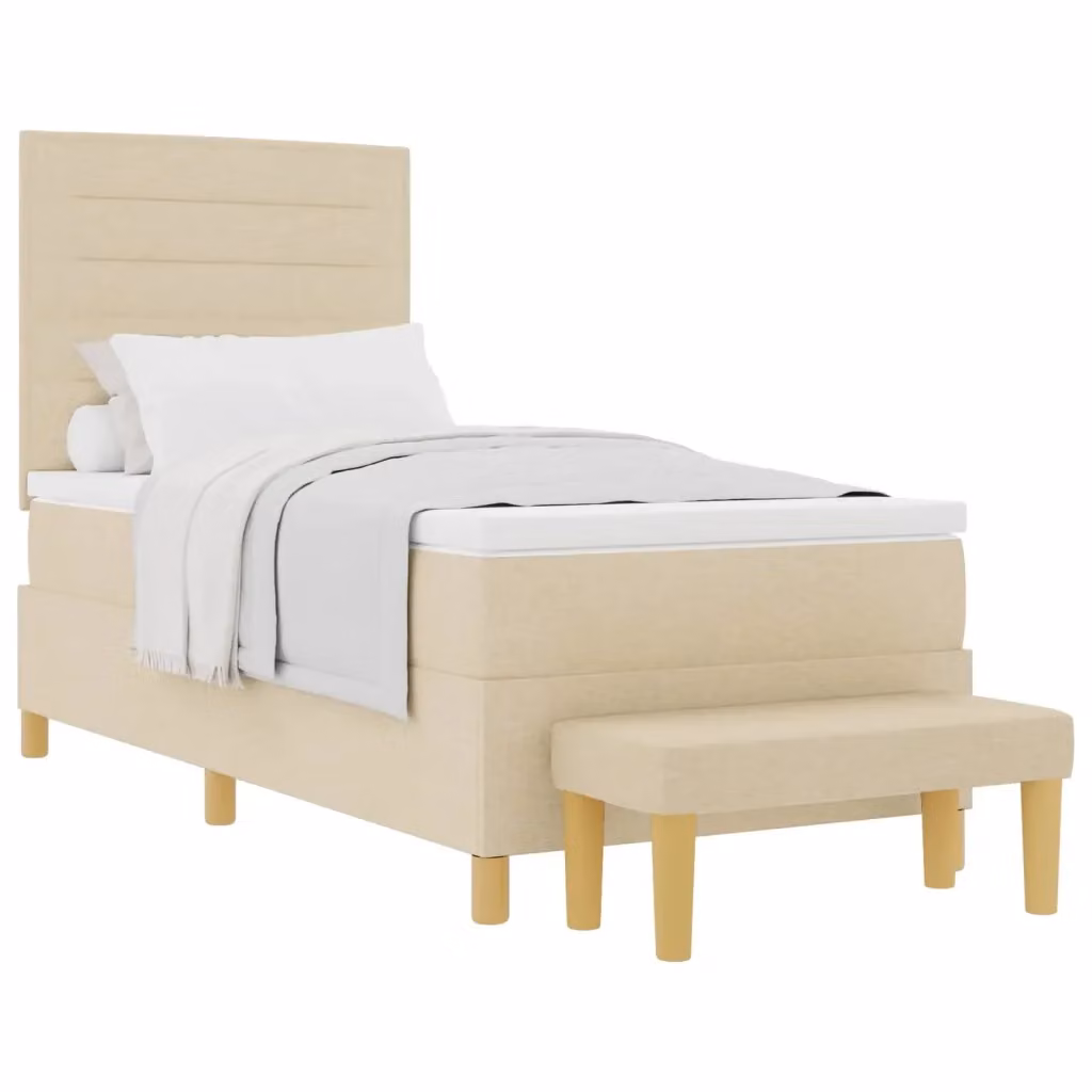 Letto a molle moderno vidaXL con testiera imbottita in tessuto beige L 200 cm x P 90 cm x H 128 cm – 2