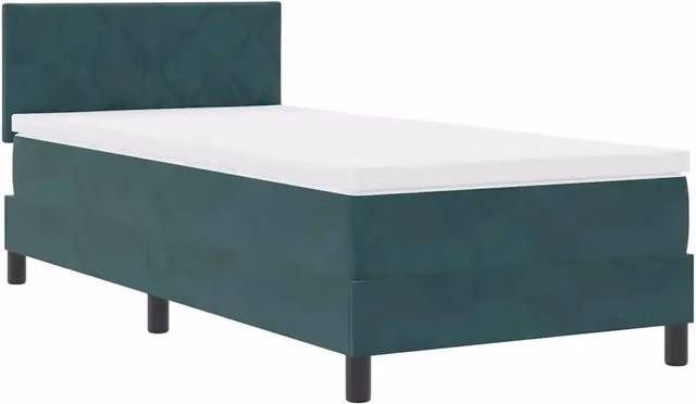 Letto singolo | Letto per adulti | Letto a Sorgente LED con led Verde Scuro 90 x 200 cm Velluto