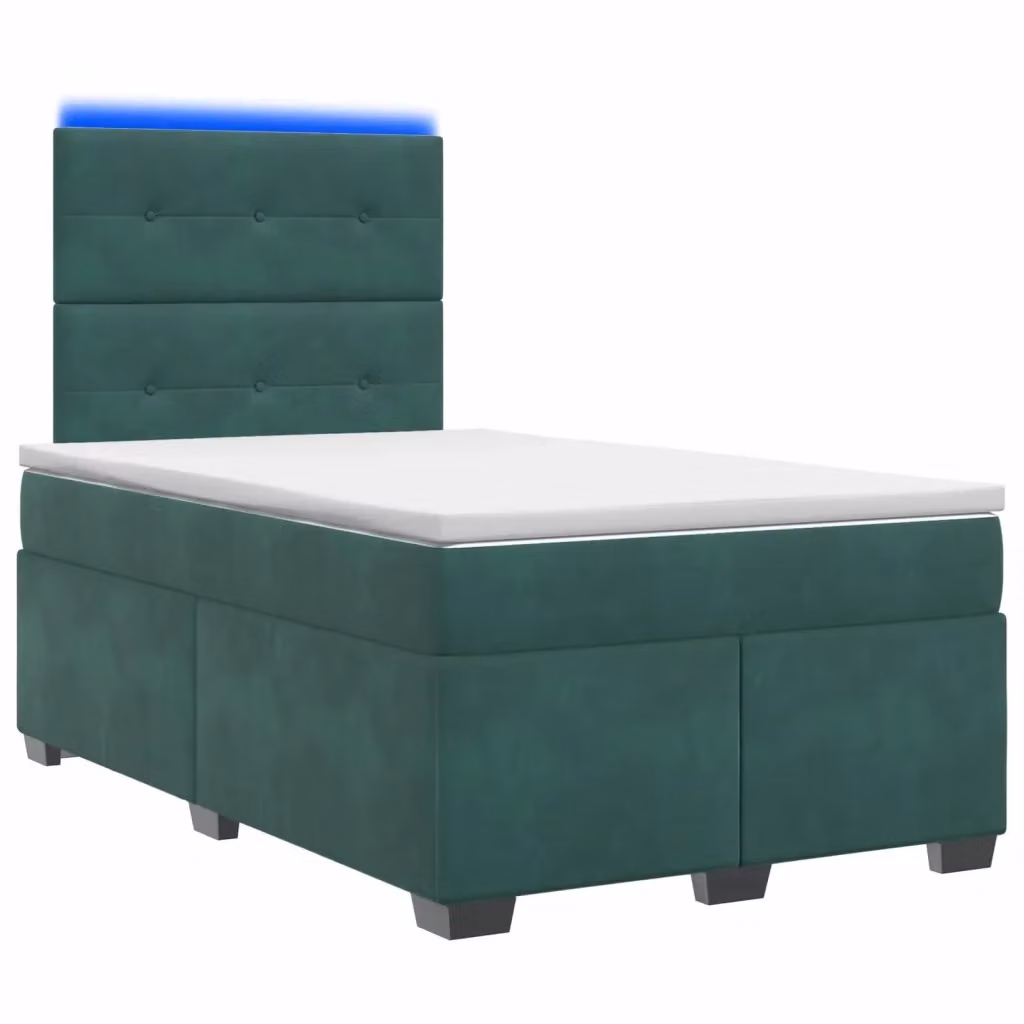 Letto box spring con materasso vidaXL in velluto verde scuro con base a sollevamento, illuminazione sottostante e porta USB, L/P: 120 x 200 cm – 2