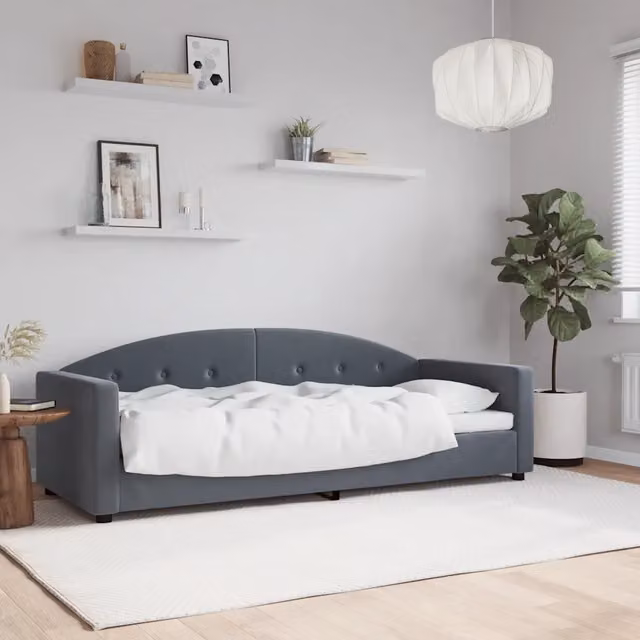 Letto da giorno moderno vidaXL in velluto grigio per camera da letto o soggiorno – 1