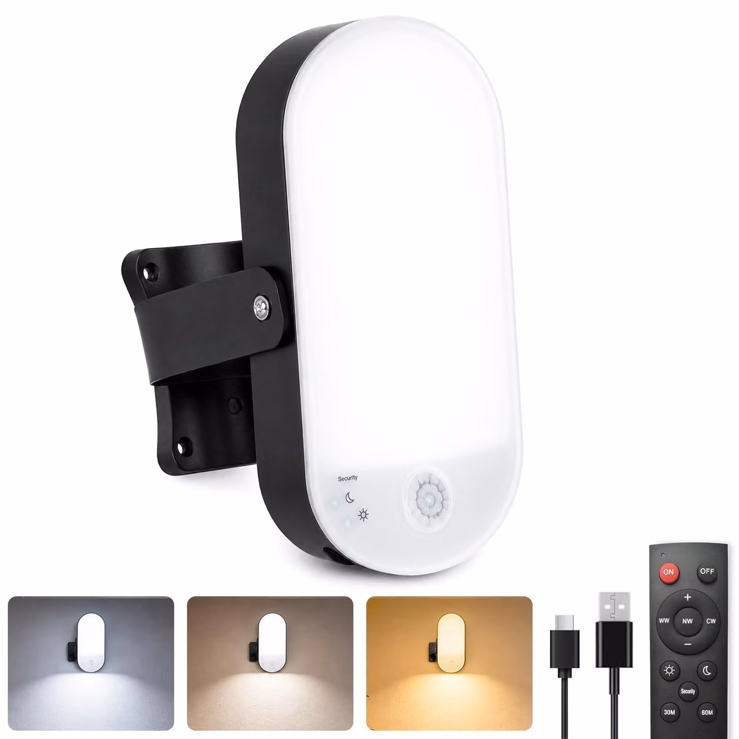 Lampada da parete con sensore di movimento, batteria da 10.000 mAh, dimmerabile, grado di protezione IP65