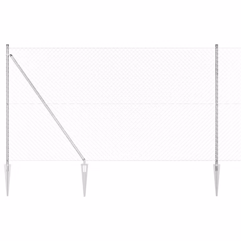 Recinzione a maglie con punte vidaXL in acciaio zincato argento, L: 10 m, H: 1,6 m