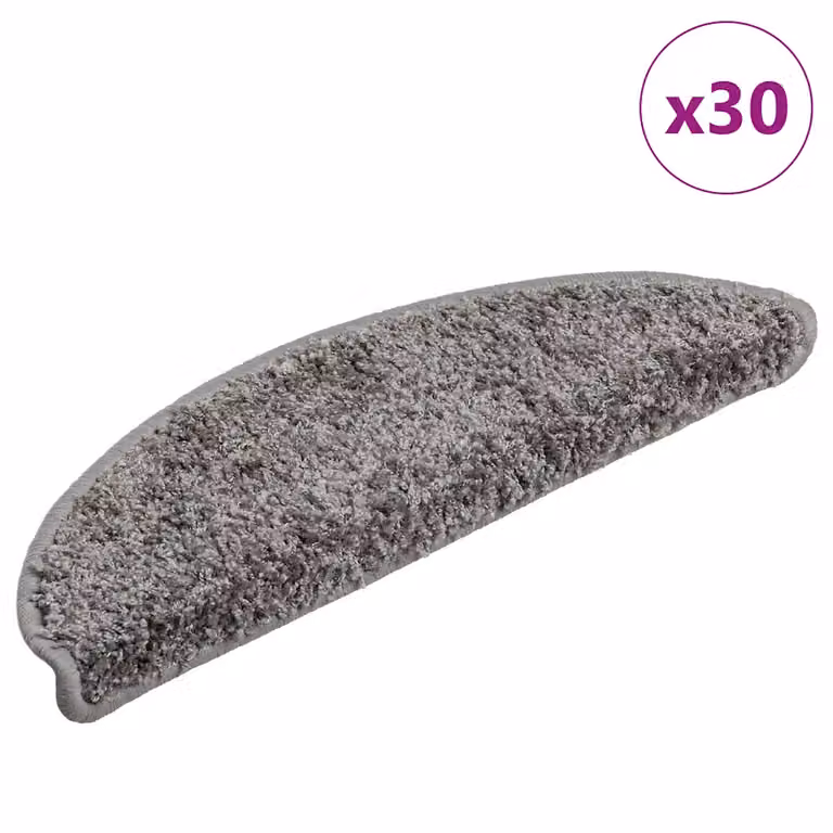 Set di 30 tappetini per scale semicircolari vidaXL, colore grigio, antiscivolo e autoadesivi, L: 56 cm, P: 17 cm, H: 3 cm
