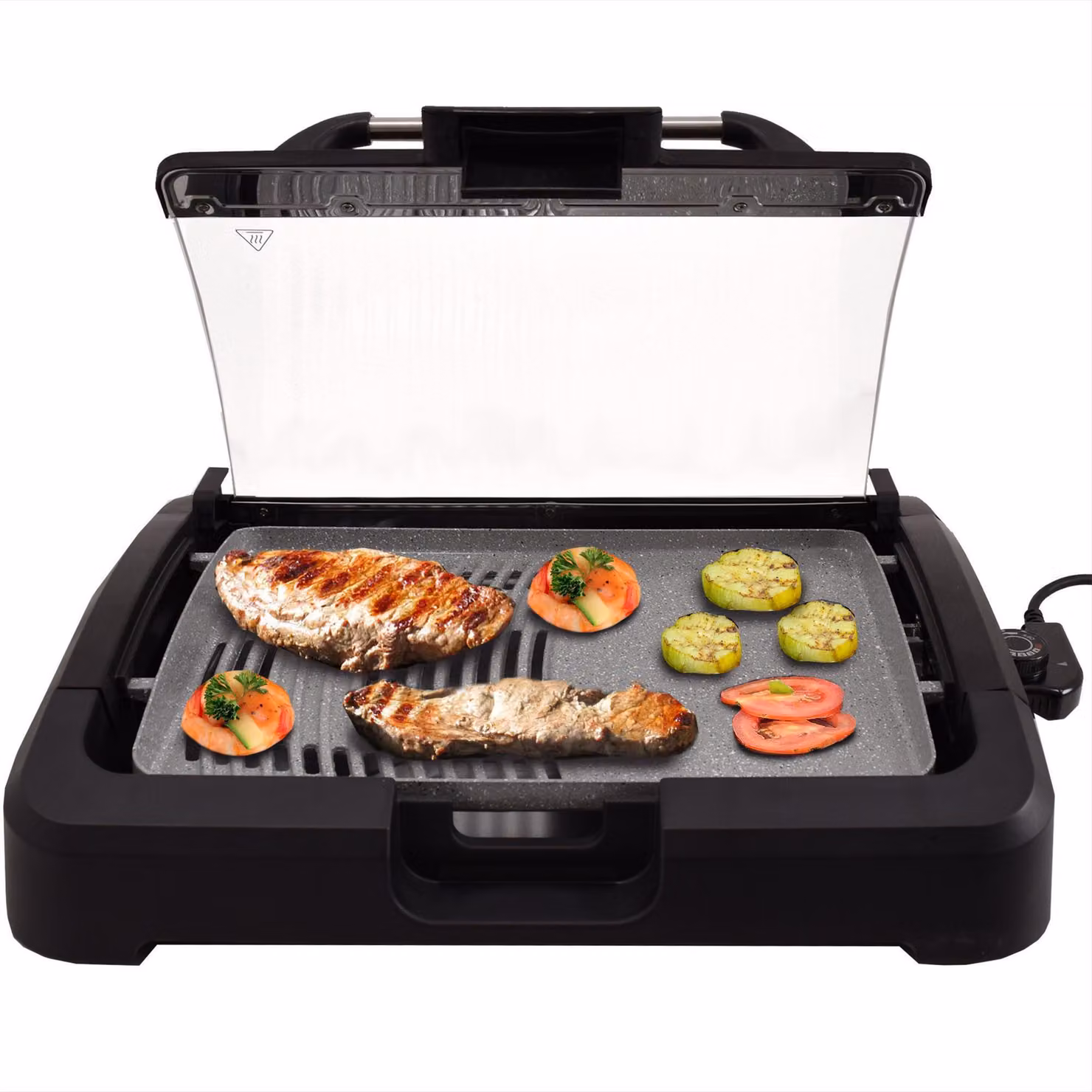 Griglia per feste con coperchio in vetro Vundria | griglia da tavolo | barbecue | griglia elettrica