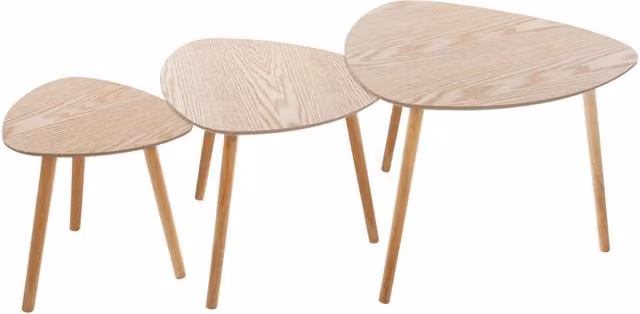 Set di 3 tavolini estraibili Atmosphera Createur d'interieur in legno color beige con piano ovale e finitura opaca