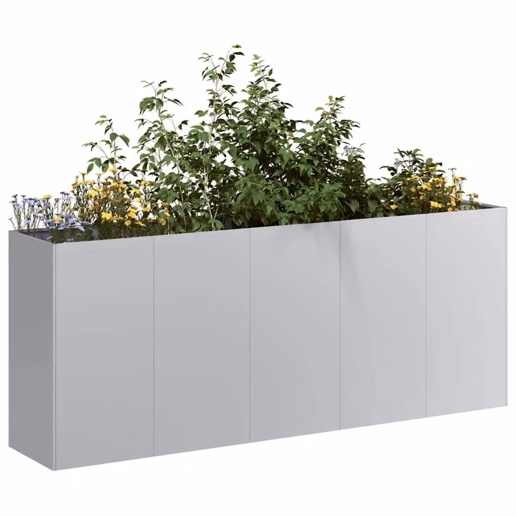 Fioriera rialzata vidaXL in acciaio zincato grigio L: 200 cm, P: 40 cm, H: 80 cm