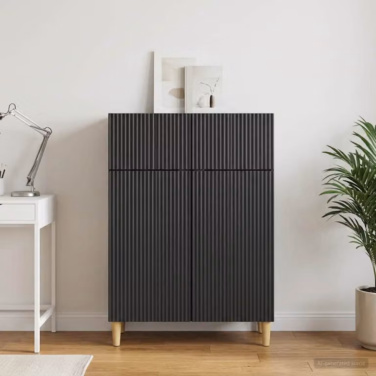 Credenza moderna vidaXL in legno ingegnerizzato nero L: 66 cm, P: 34,5 cm, H: 90 cm