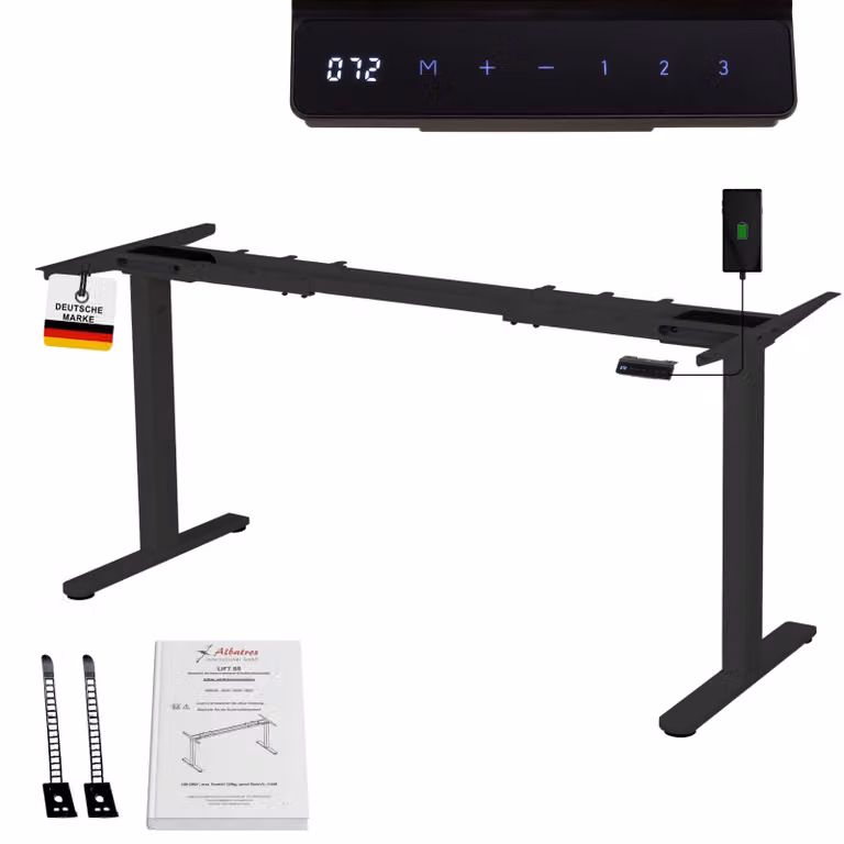 Telaio per scrivania Albatros regolabile in altezza elettrico | LIFT S5 nero | telaio, gambe del tavolo, piedi del tavolo in metallo | display | portata 120 kg