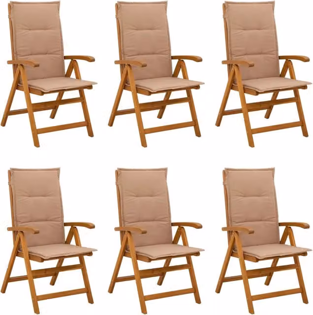 Sedie da giardino reclinabili 6 pz Naturale 3434473