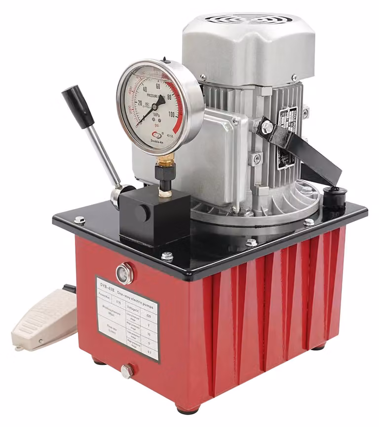 Pompa idraulica elettrica - Gruppo idraulico da 0,75 kW, 220 V - Pressione regolabile da 2 a 70 MPa - Comando a pedale e a mano - Serbatoio dell'olio da 7 litri - Colore: rosso