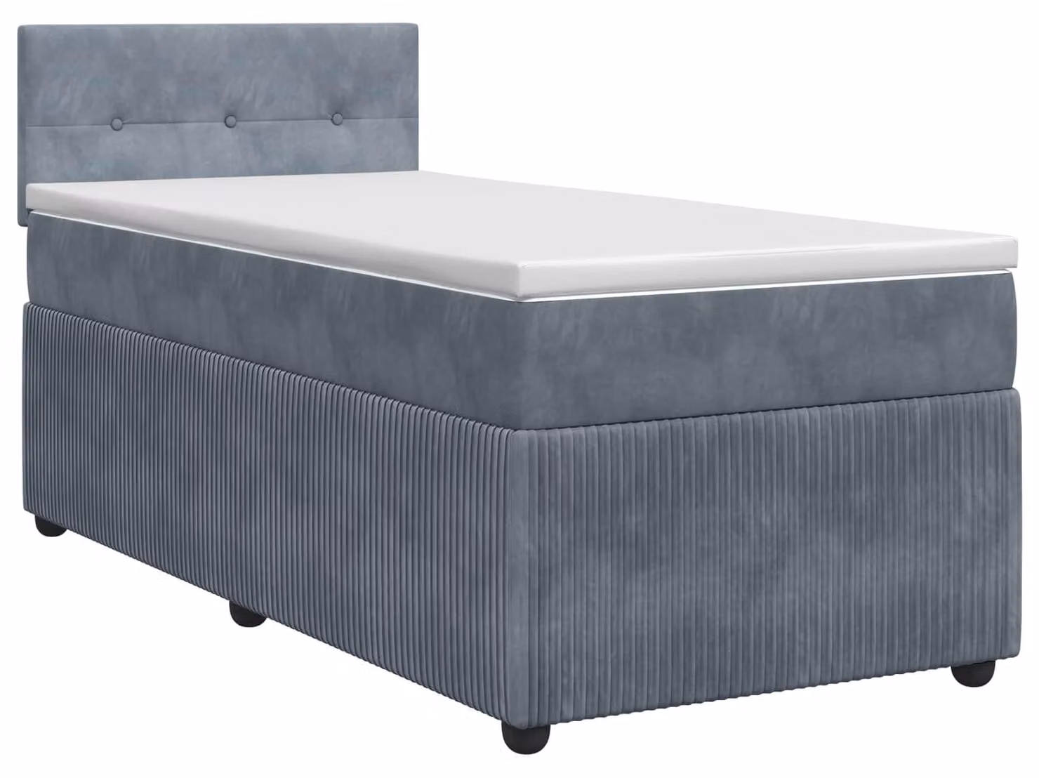 Letto a molle con materasso grigio scuro 80 x 200 cm in velluto