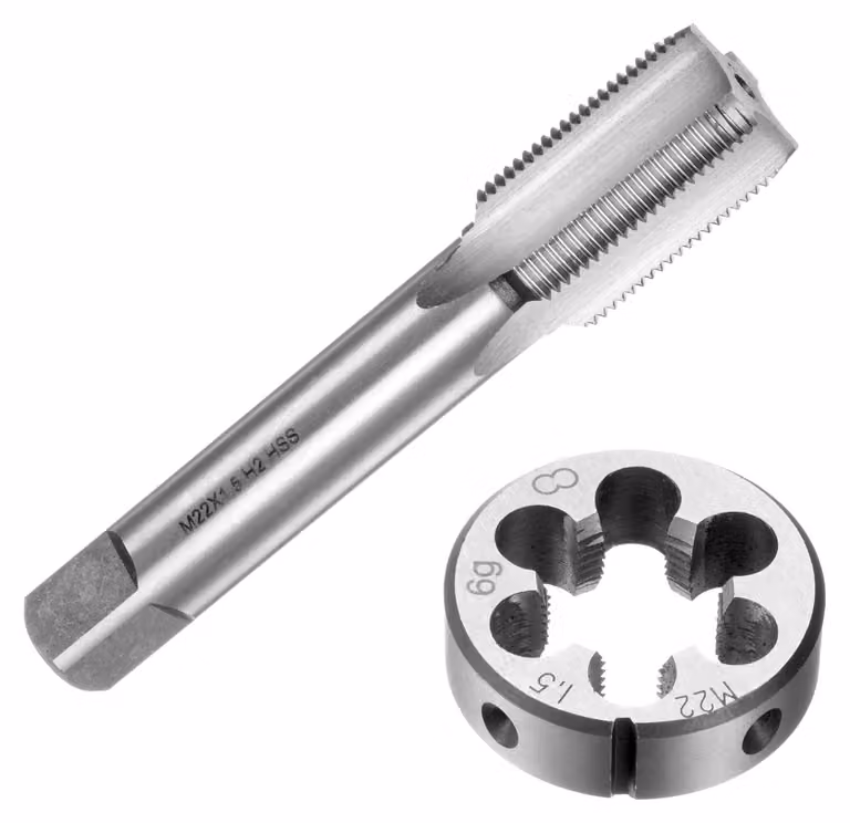 Set di maschio e femmina filettati - Maschio filettato metrico M22 x 1,5 - Matrice filettante - Kit completo di maschi e femmine filettati - Utensili per filettatura - Prestazioni di taglio precise - Set di maschi filettati