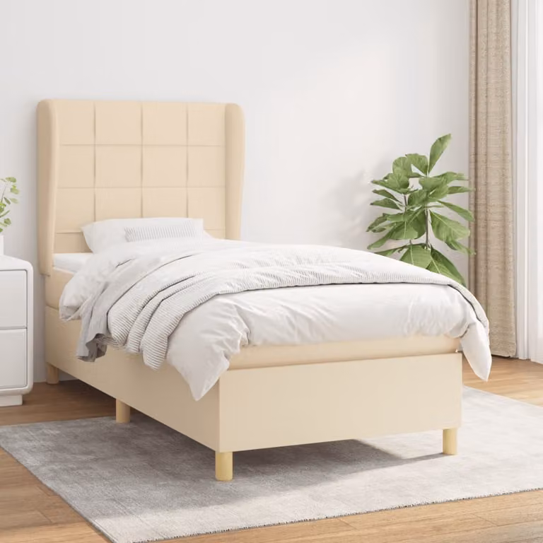 Maison Exclusive - Giroletto a Molle con Materasso Crema 90x200 cm inTessuto