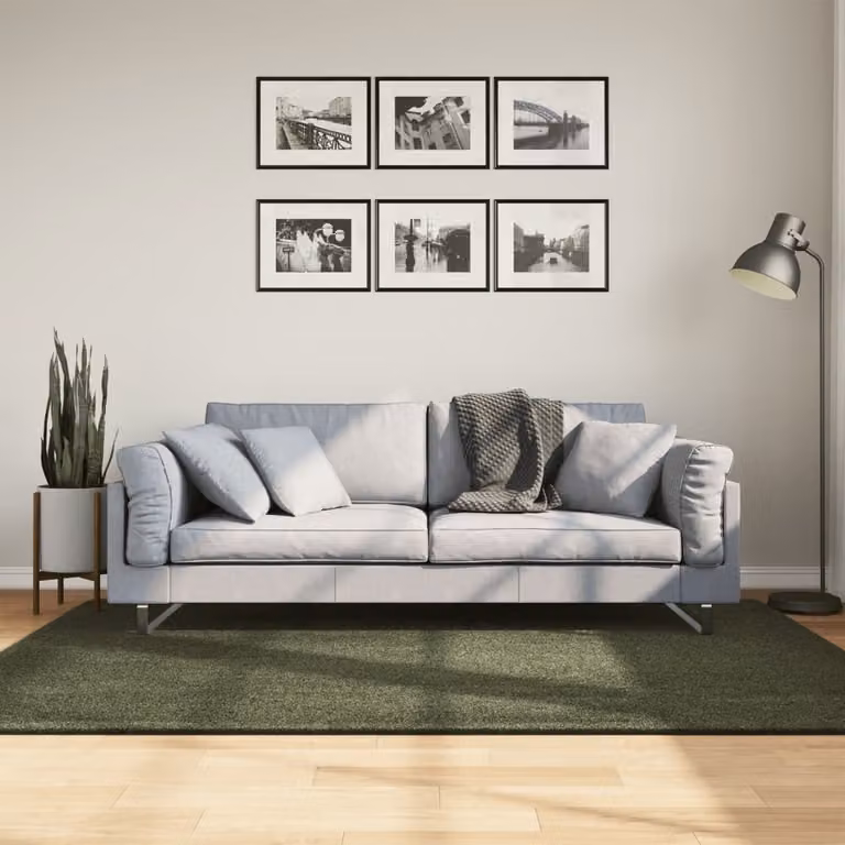 vidaXL Tappeto Pelo Corto HUARTE Verde Bosco, Lavabile e Antiscivolo, 200 x 140 cm
