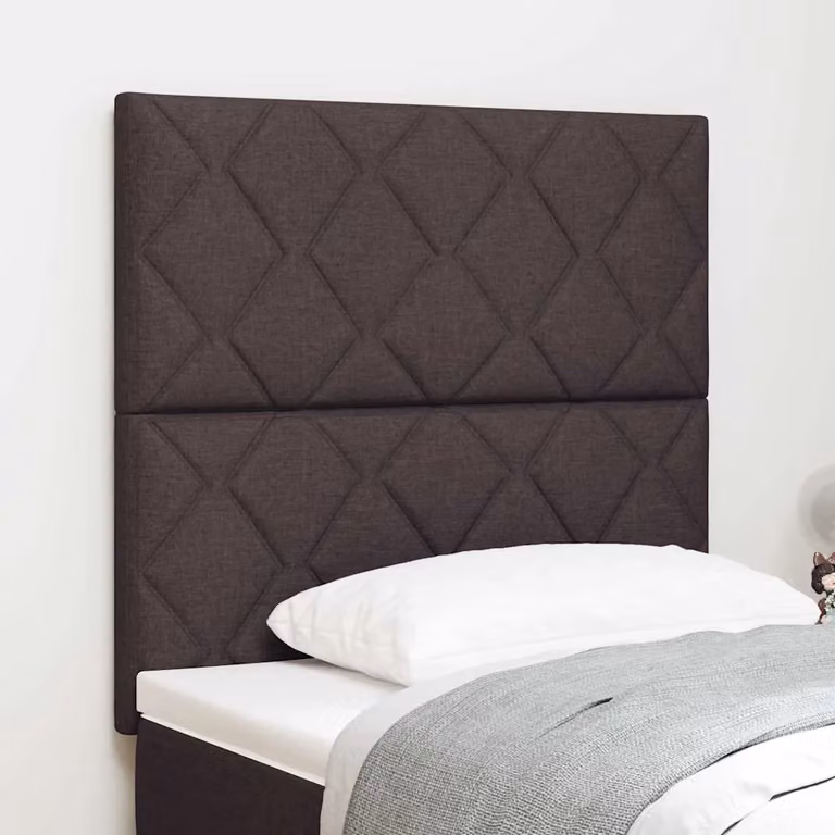 Testiera per letto vidaXL in tessuto marrone con illuminazione LED integrata e porta di ricarica USB, design moderno con struttura in legno e MDF