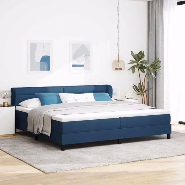 Letto a molle con materasso blu vidaXL in tessuto e legno L/P/H: 200 x 200 x 280 cm – 1