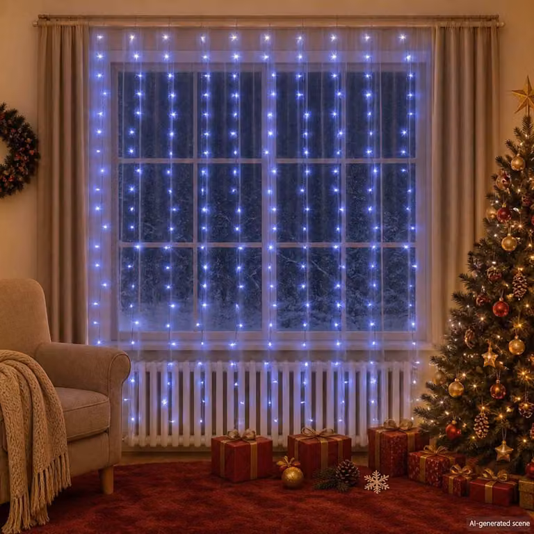 vidaXL Tenda di Luci a Ghiaccioli LED Blu con 300 LED