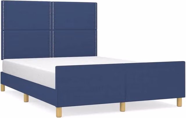 Letto matrimoniale | Letto per adulti | Giroletto senza Materasso Blu 140x190 cm in Tessuto
