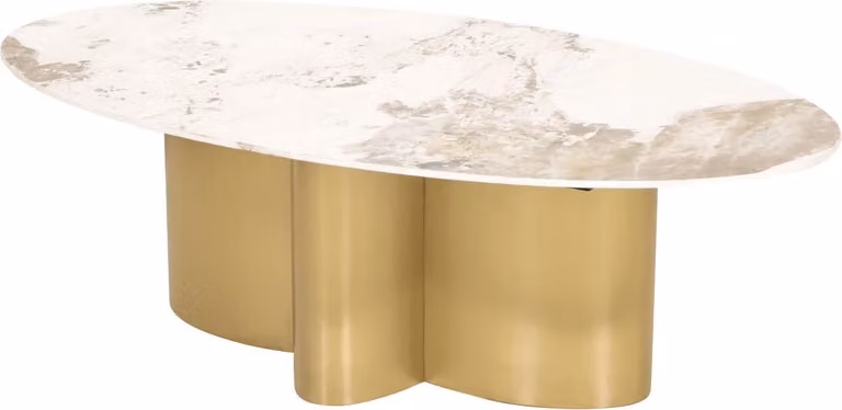 FURNLUX Tavolino Modig Marble White And Gold 130cm / Colore principale: Bianco / Dimensioni: 130 x 42 x 70 cm