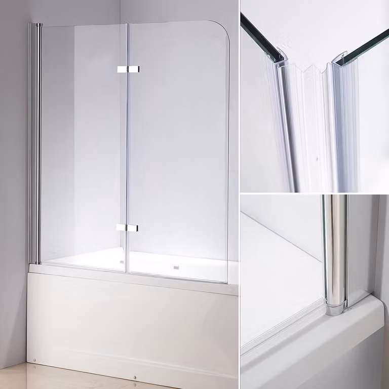Melko Parete doccia Parete pieghevole per vasca da bagno in vetro temperato Parete doccia - 140x120 cm