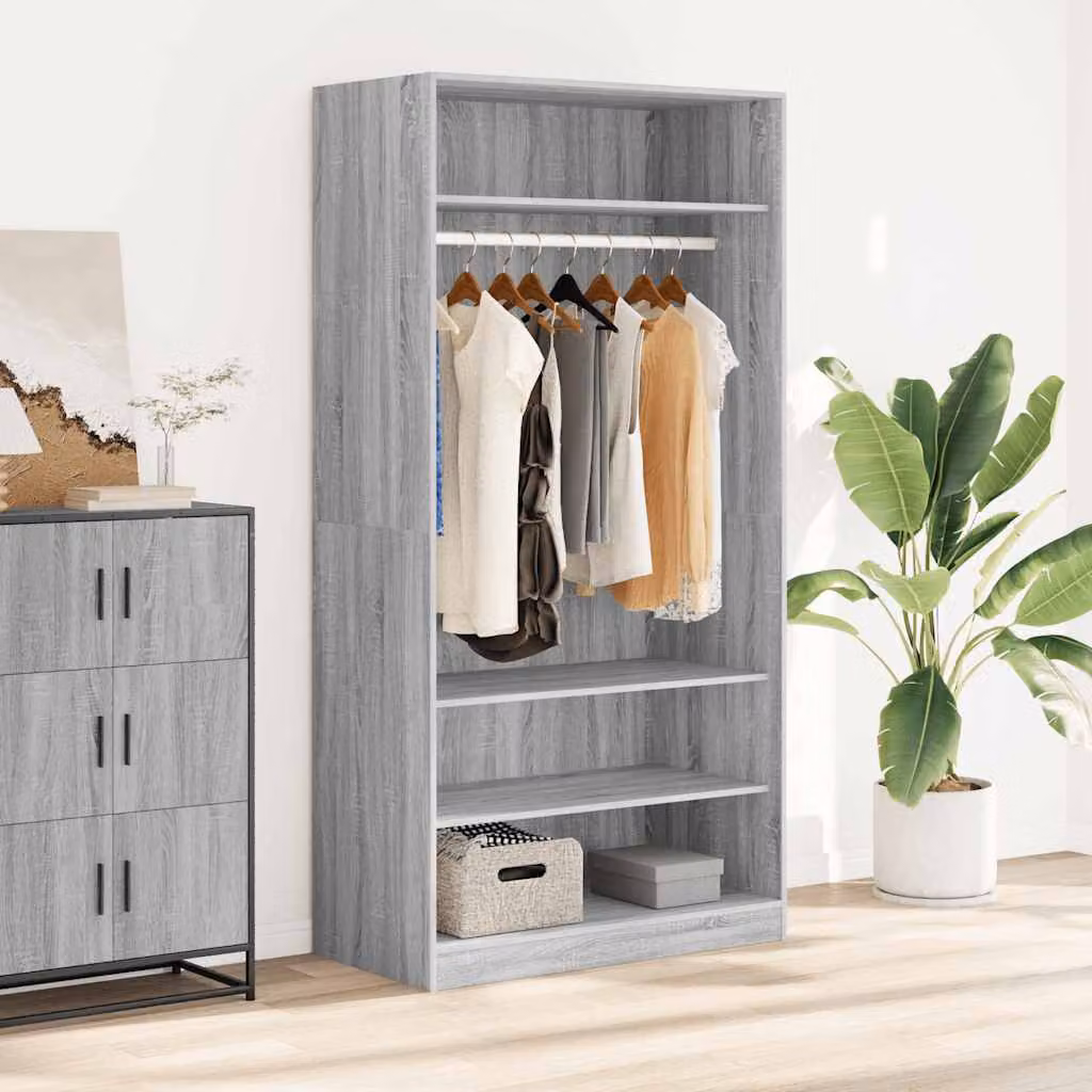 Armadio moderno vidaXL in legno e MDF Grigio con ante a battente L/P/H: 100 x 50 x 200 cm