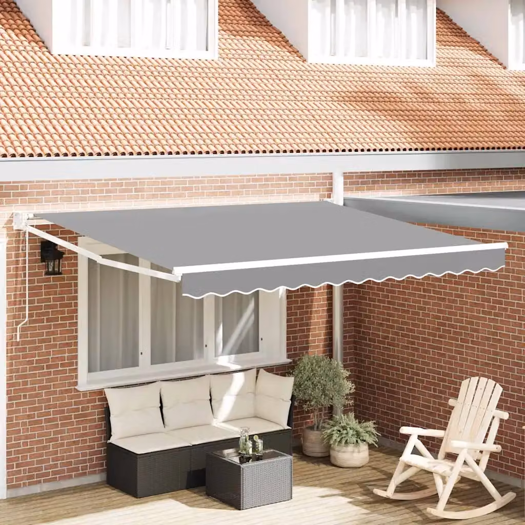 Telaio per tenda da sole elettrica vidaXL con bracci a soffietto in alluminio, Bianco, L: 350 cm, P: 250 cm