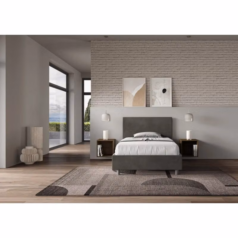 Letto imbottito Adele Ityhome in microfibra grigio con rete L: 110 cm, P: 222 cm, H: 125 cm – 2