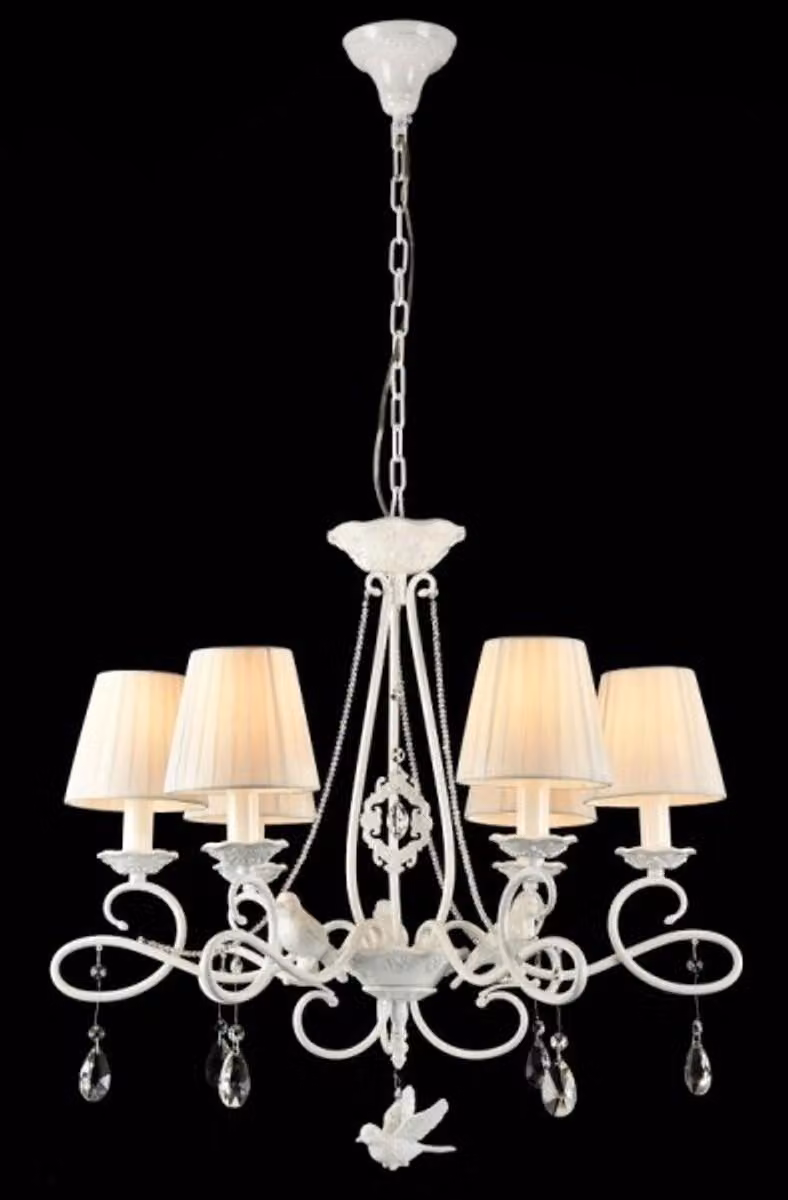 Lampadario da soffitto in cristallo in stile barocco, marca Casa Padrino, colore bianco, dimensioni 67 x 63 cm. Lampadario in stile antico