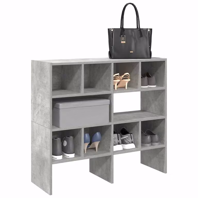 Set di 2 scarpiere impilabili vidaXL in stile moderno, colore grigio cemento, L 89,5 cm x P 30 cm x H 40 cm