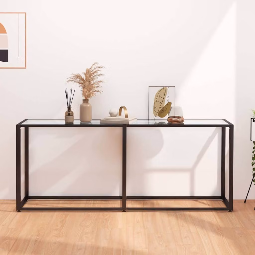 vidaXL Tavolo Consolle Moderno in Vetro Temperato Trasparente L: 180 cm, P: 35 cm, H: 75,5 cm