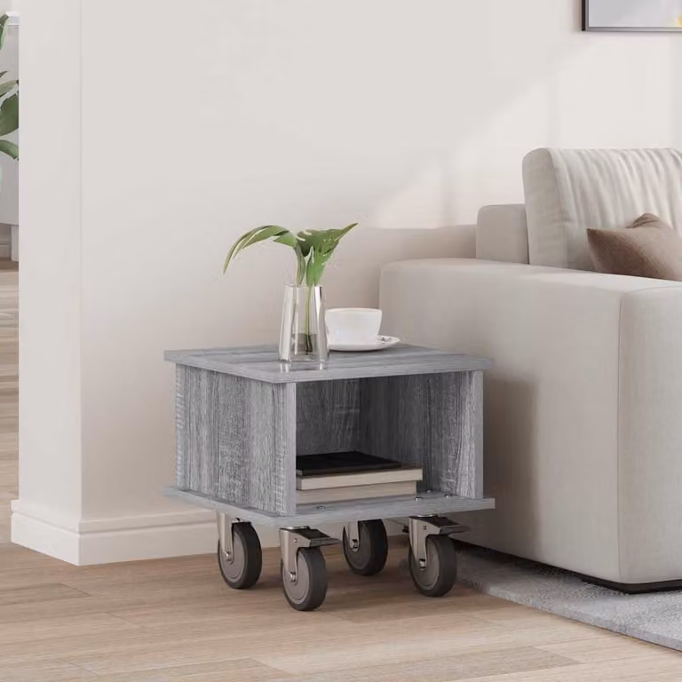 Supporto TV moderno vidaXL in legno ingegnerizzato grigio con ruote L: 37 cm, P: 35 cm, H: 35 cm