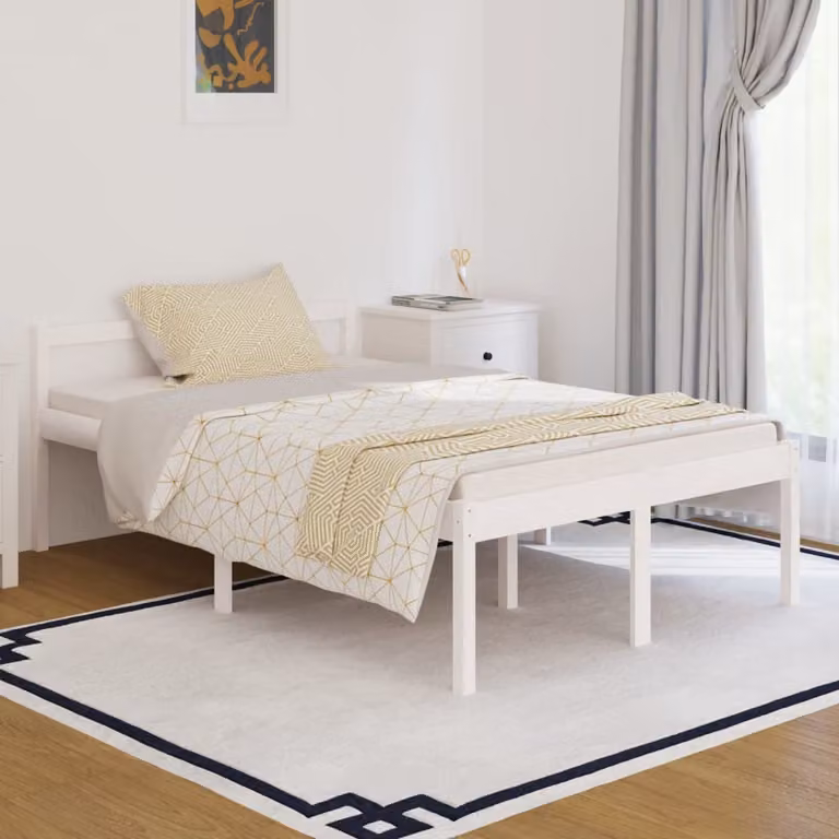 The Living Store Letto Senior bianco 120x190 cm in legno di pino massiccio