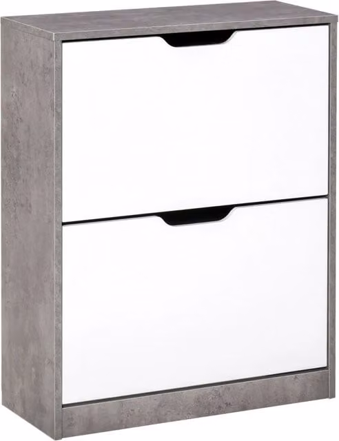 Scarpiera Xylo con ante e cassetti grigia e bianca L: 62,5 cm, P: 26 cm, H: 81 cm