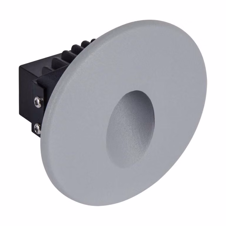 Lampada da scala a LED a gradini, da parete, per interni ed esterni, grigia, rotonda, bianco neutro