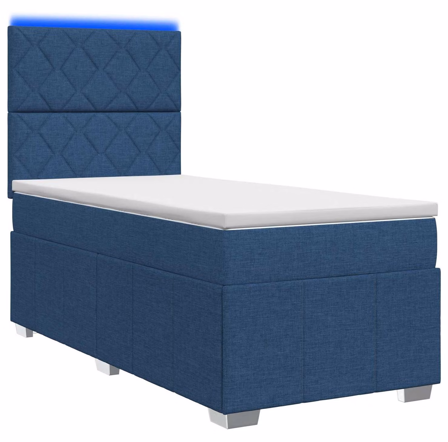 Letto boxspring LED con materasso blu 100 x 200 cm Tessuto