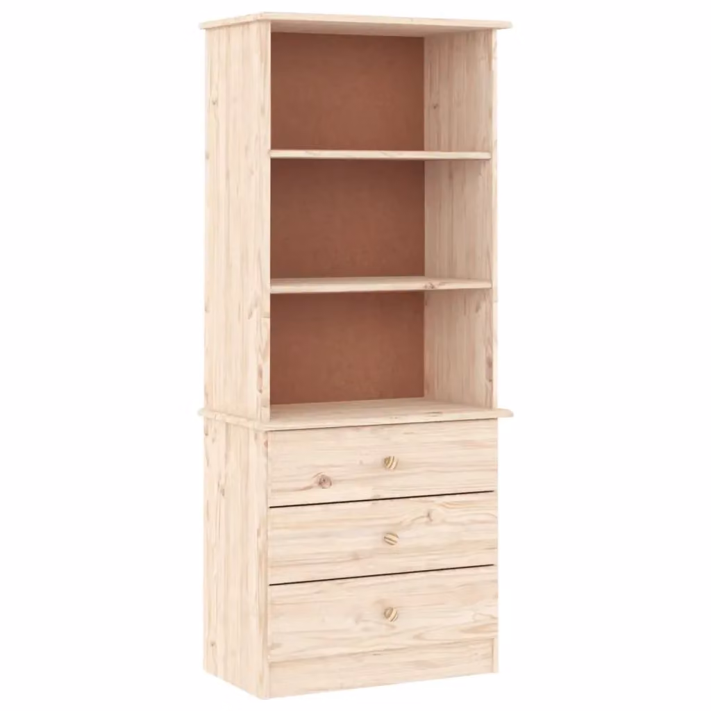 Libreria con Cassetti vidaXL in Legno di Pino Rustico Beige L: 60 cm, P: 35 cm, H: 142 cm – 2