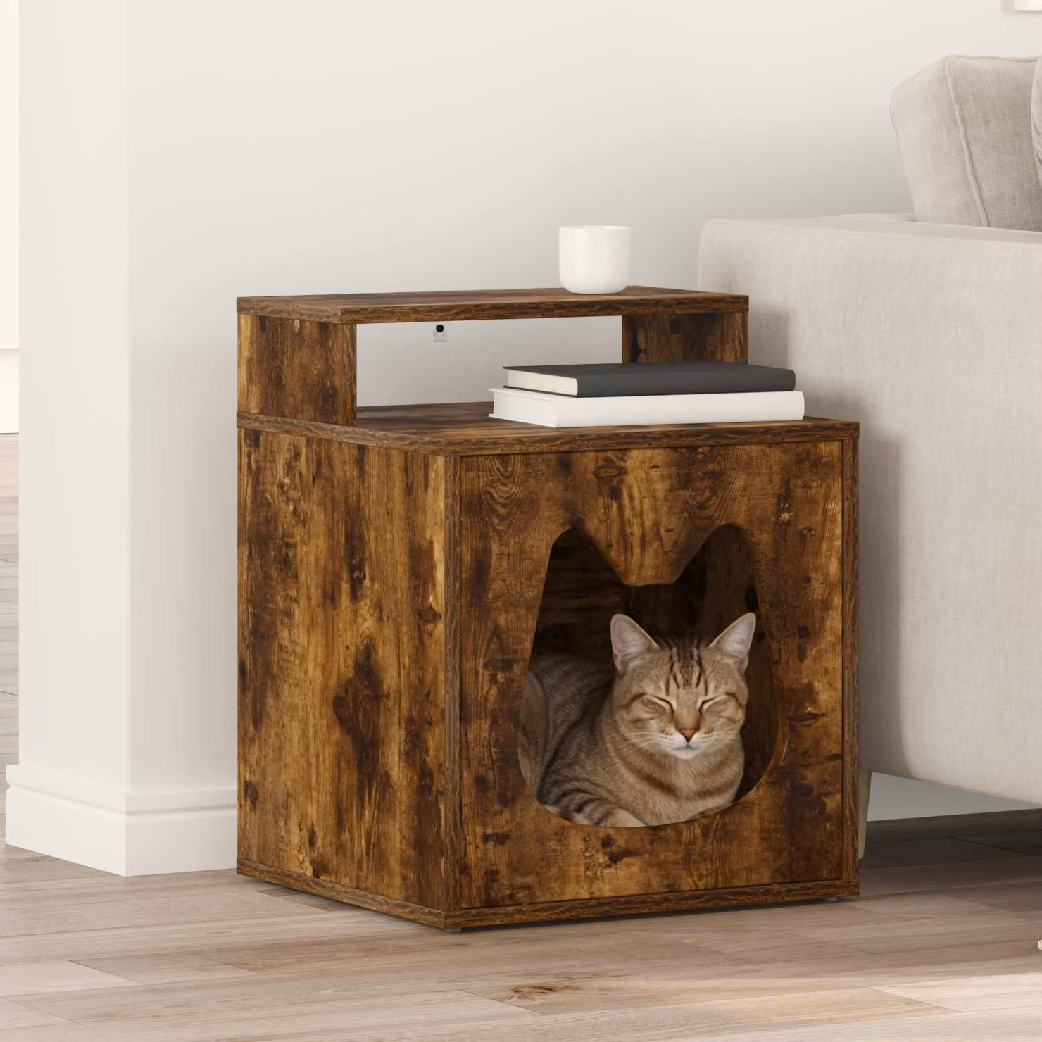 Casa per Gatti vidaXL in Legno e MDF, Colore Marrone, L 42,5 cm x P 40 cm x H 53,5 cm