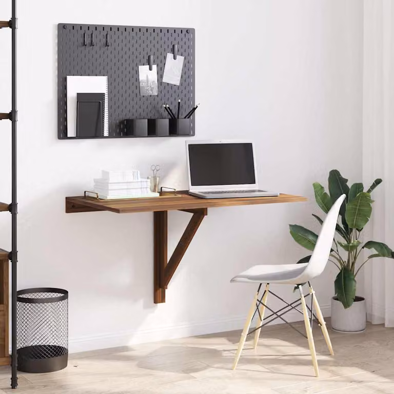 vidaXL Tavolino da muro pieghevole in legno Rovere Marrone L: 100 cm, P: 60 cm, H: 56 cm