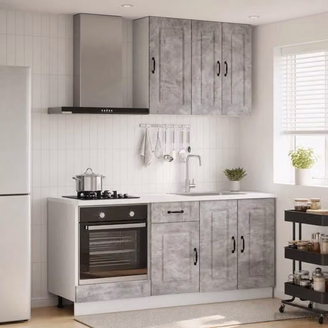 Unità Cucina KALMAR 5 pz Grigio Cemento Legno ingegnerizzato 3438238
