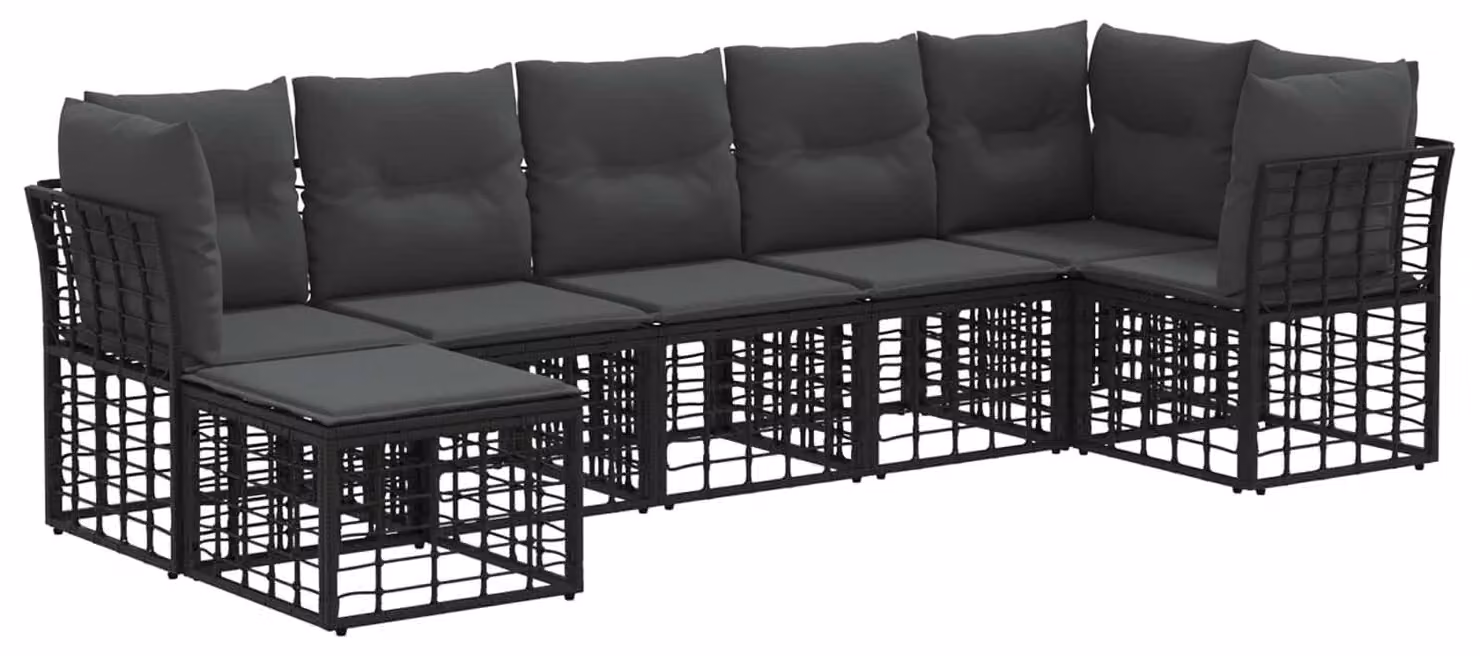Set di divani da esterno Nero Poliestere