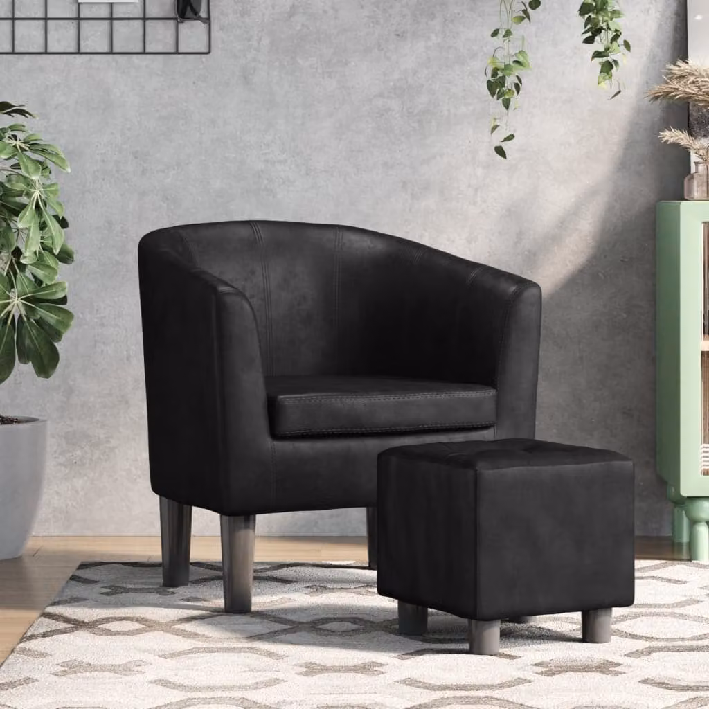 vidaXL Poltrona Relax con Poggiapiedi in Similpelle Nera e Struttura in Legno