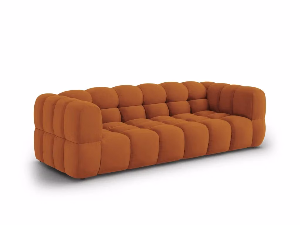 Divano modulare Sky Cosmopolitan Design a 4 posti in velluto arancione con funzione letto L: 244 cm, P: 102 cm, H: 75 cm – 2