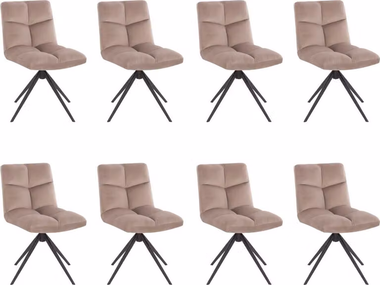 Home Deluxe - Sedia da sala da pranzo NODA - set di 8, colore: velluto marrone chiaro - girevole a 360 gradi, imbottitura morbida, carico massimo 120 kg I Sedia da cucina Sedie da pranzo Sedie da sala da pranzo