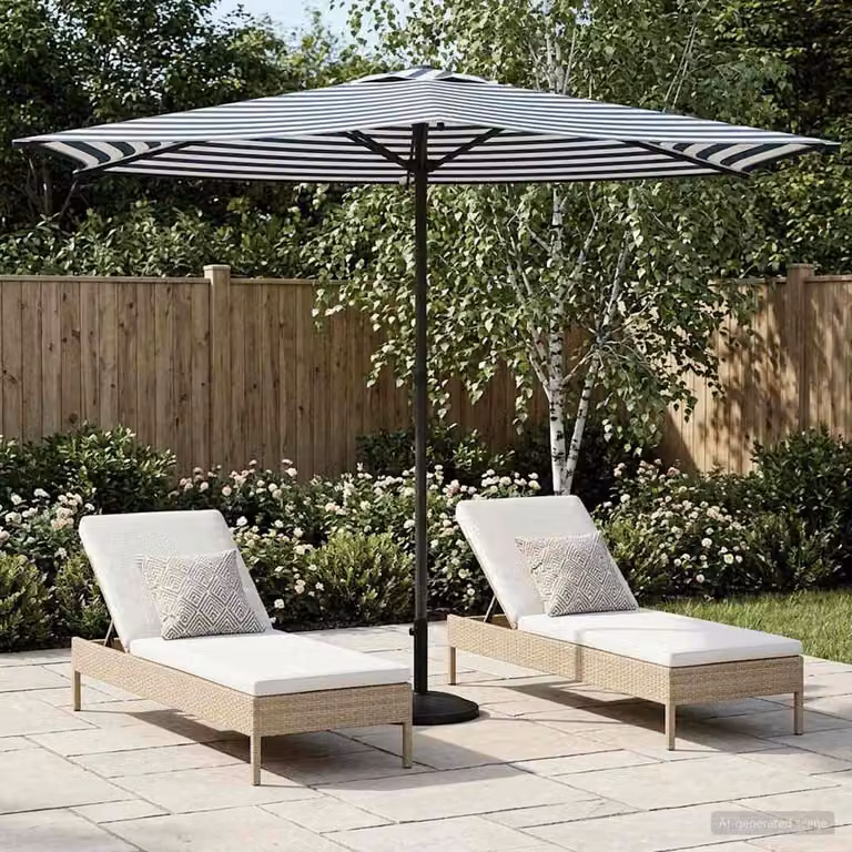Ombrello da giardino rettangolare vidaXL in poliestere e acciaio, disponibile in blu, bianco o multicolore, L/P: 2,7 x 2,7 m